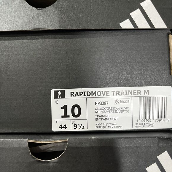 Adidas Rapidmove Core Black Grey White Training Shoes Sneakers HP3287 Men Sz 10